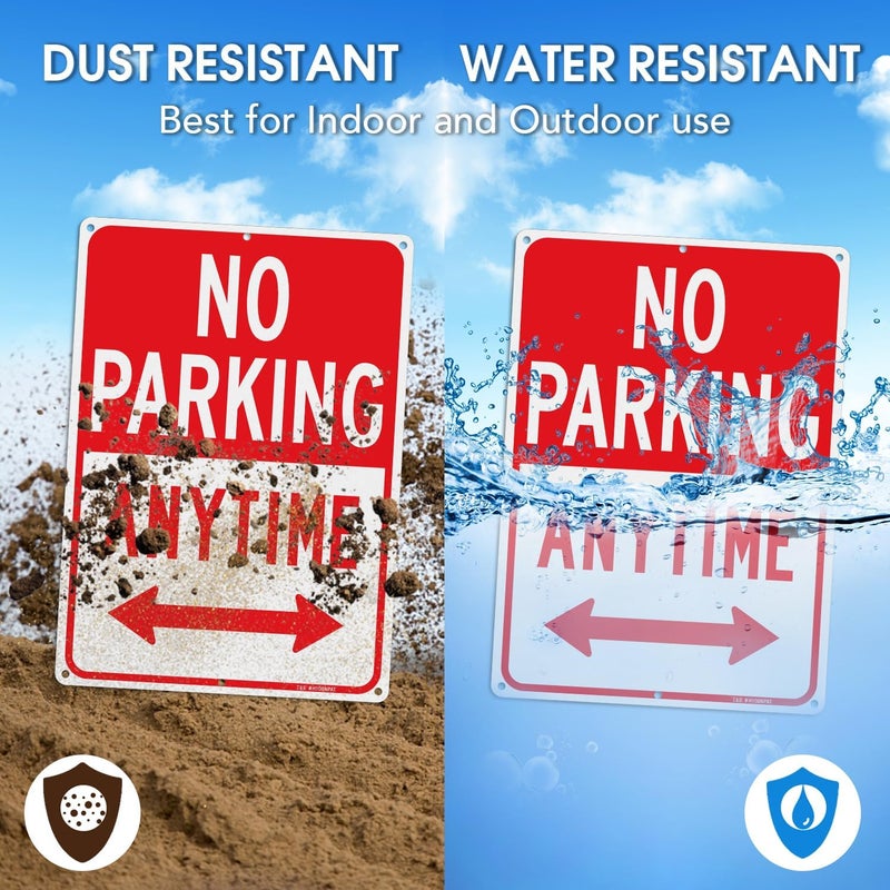 TR No Parking Anytime Sign - 4 Pack - 14 x 10 Inches Rust Free .040 Aluminum Reflective - UV Protected, Waterproof, Weatherproof and Fade Resistant - 6 Pre-drilled Holes - Image 4